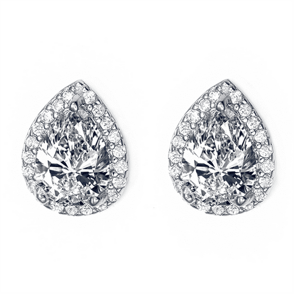 Paris Jewelry 18k White Gold 4Ct Drop-shaped Earrings with Cubic Zirconia crystals Plated