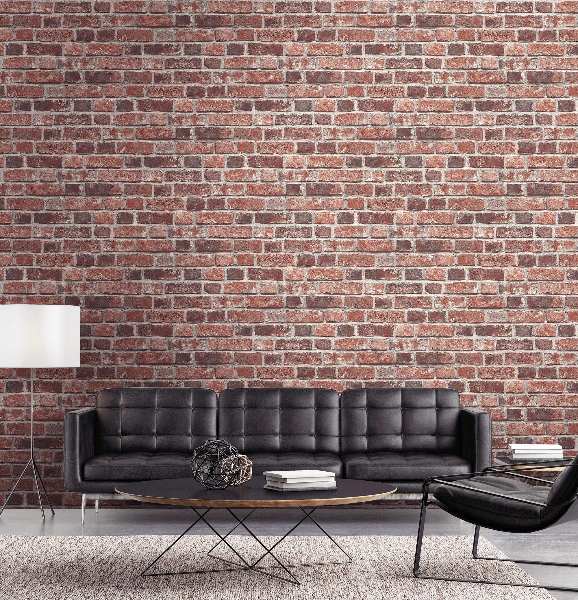 NextWall Distressed Red Brick Peel and Stick Wallpaper