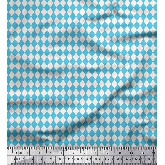 Soimoi Blue Viscose Chiffon Fabric Diamond Geometric Fabric Prints By Yard 42 Inch Wide