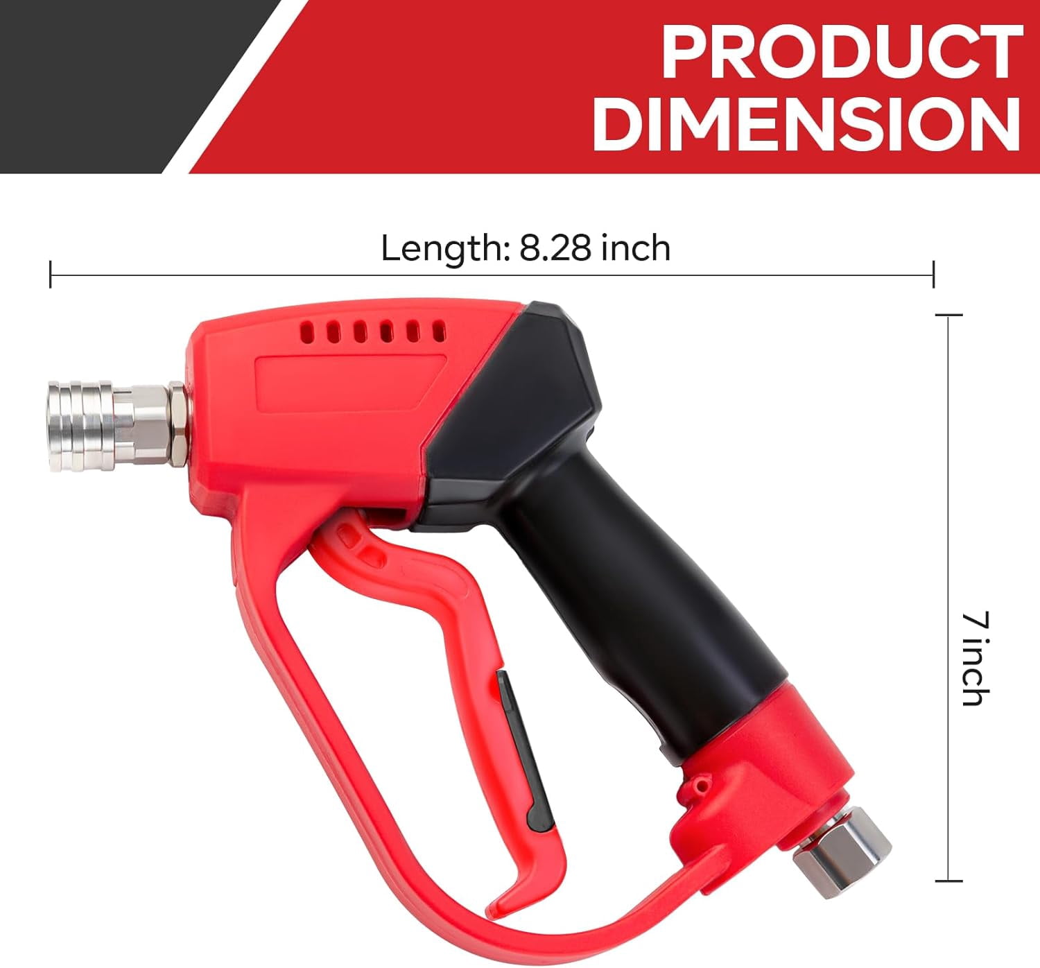 1 Set Short Pressure Washer Gun 5000 PSI 5 Spray Nozzle Tips 3/8 Inch Quick Connect Plug M22 Fittings 12 GPM