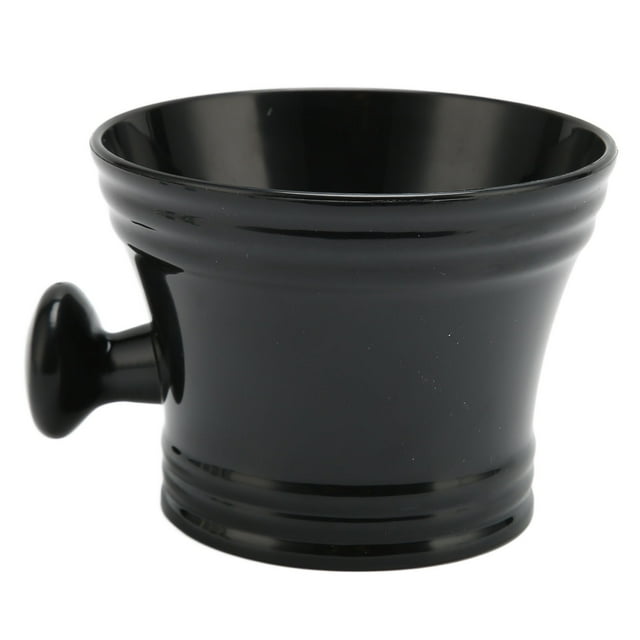 Jabonera de afeitar de plástico negro, gran capacidad, cómoda, portátil, con asa, para peluquería, hogar y viajes.