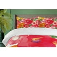 thumbnail image 4 of Ambesonne Flower Duvet Cover Sets, Watercolor Style Floral, 2-Queen, Red and Orange, 4 of 6