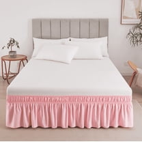 Namzi 54"x75" Full Bed Skirt Elastic Dust Ruffle for Easy Installation, 1 Piece,Light Pink