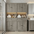 thumbnail image 2 of Homfa 67.5" Tall Farmhouse Bathroom Storage Cabinet with Drawer, 4 Door Modern Freestanding Storage Cabinet Cupboard, Gray, 2 of 7