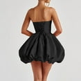 thumbnail image 5 of Stichou Strapless Homecoming Dresses with Bow Corset Graduation Prom Party Dresses for Teens A Line Cocktail Party Dress Black S, 5 of 7