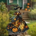 thumbnail image 3 of Skeleton Witch Acrylic Suncatcher – Spooky Halloween Lady with Jack-O’-Lantern Dress and Wine Glass, Gothic Window Decor for Fall Homes, 3 of 4