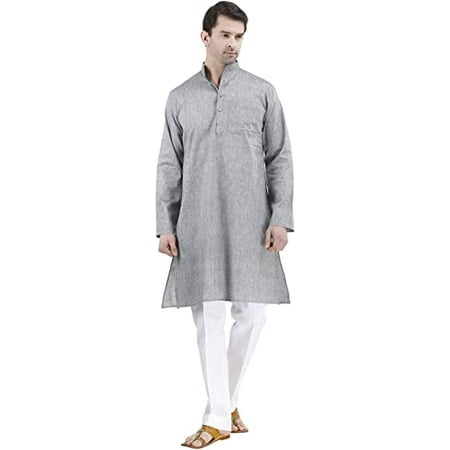 

Royal Kurta Men s Khadi A-Line Kurta (D-GREY-DOBBY--KURTA-44A_Grey_44)