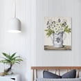 thumbnail image 3 of JEUXUS Arte de pared rústico con diseño floral, decoración de pared para baño, estilo campestre, póster de estilo rústico, impresiones en lienzo con flores blancas, arte de pared con flores en tarro,, 3 of 4