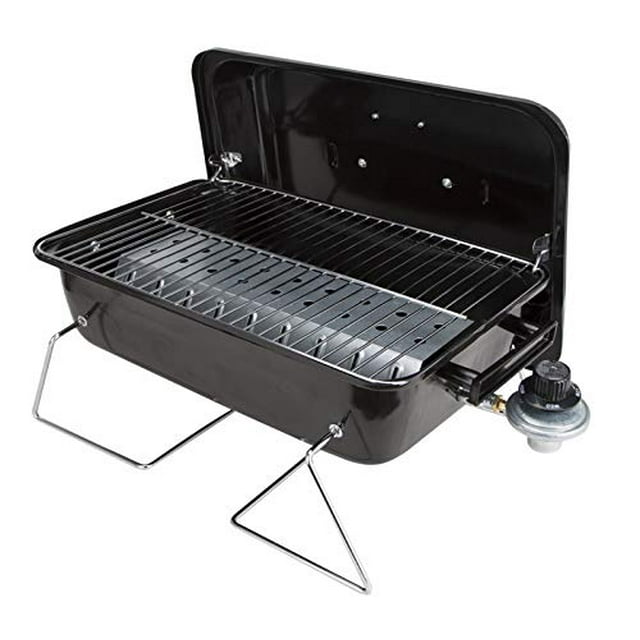 Duke Grills Omaha Go Anywhere Portable Gas Grill - Mini BBQ Propane Grill for Camping, RV, Tailgate - Cooks 8 hamburgers at once - Long Life Steel - Foldable Legs