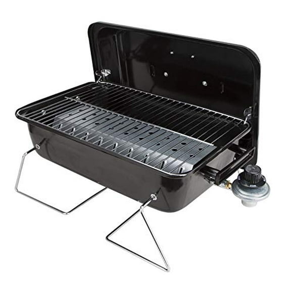 Duke Grills Omaha Go Anywhere Portable Gas Grill - Mini BBQ Propane Grill for Camping, RV, Tailgate - Cooks 8 hamburgers at once - Long Life Steel - Foldable Legs
