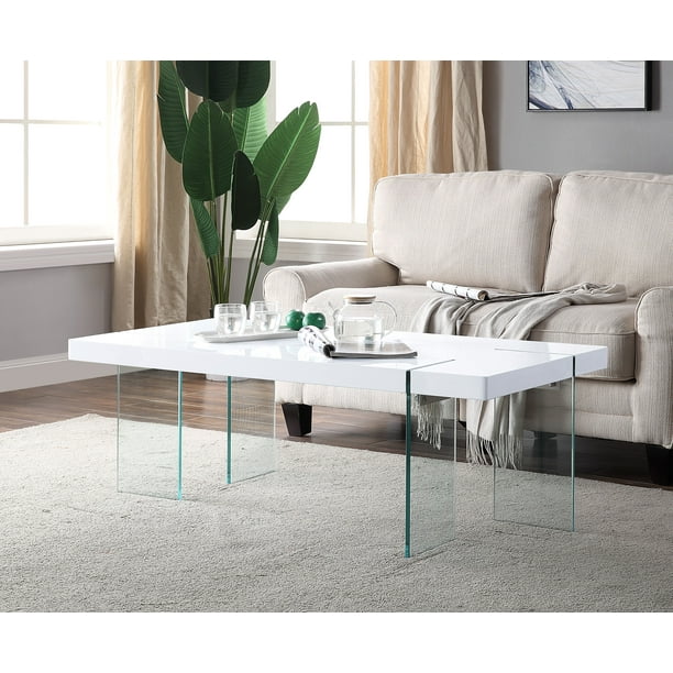 Acme Noland Coffee Table In White High Gloss And Clear Glass Com - High Gloss White Glass Coffee Table Acme Noland Coffee Table In White High Gloss And Clear Glass Com - High Gloss White Glass Coffee Table