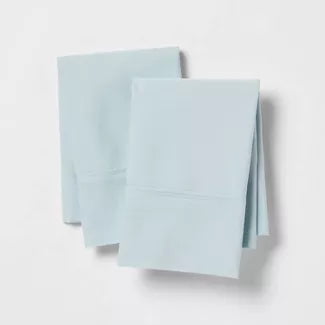 Threshold? 300 Thread Count Ultra Soft Pillowcase Set - Machine-Washable Pillow Covers in Light Blue