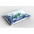 thumbnail image 2 of Ambesonne Flowers Pillow Sham 2 Pack, Wildflowers in Grass, 30"x20", Blue Green, 2 of 3