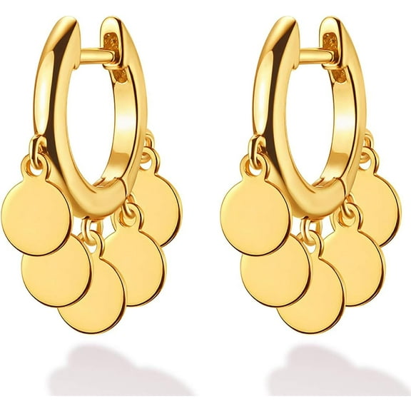XBage Gold Dangle Huggie Hoop Earrings For Women 14K Gold Plated Dainty Dangle Hoops Earrings Boho Beach Handmade Hypoallergenic Jewelry Gift[eo4557]