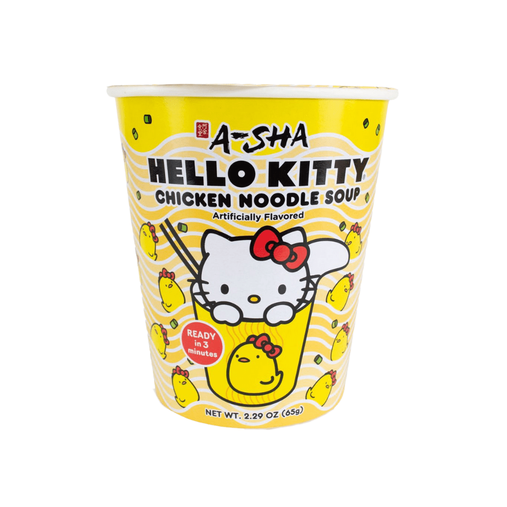 Hello Kitty Vegan Ramen Noodle Cup, 6 Pack, Chicken Flavor, Premium Microwaveable Ramen Soup Mix, Asian Snacks