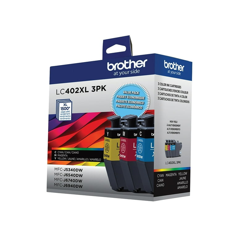 Brother Genuine LC402XL 3PK 3 Pack of High Yield Cyan, Magenta and