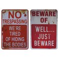 thumbnail image 1 of Tablero Advertencia 2 Uds. Placa Metal Vintage Pintura Hierro Rectangular 20x30cm, 1 of 9
