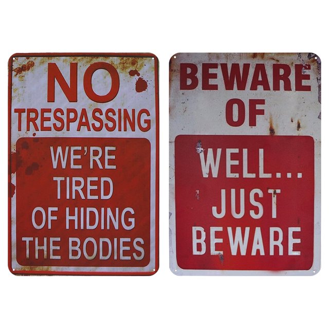 Tablero Advertencia 2 Uds. Placa Metal Vintage Pintura Hierro Rectangular 20x30cm