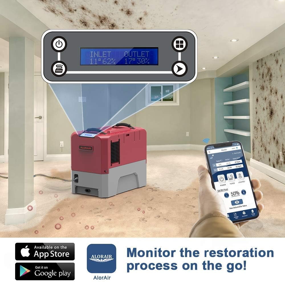 ALORAIR Storm LGR Extreme Smart WiFi Commercial dehumidifiers with Pump, 180 PPD at AHAM, 5 Years Limited Warranty, cETL Listed, Memory Starting, Water Damage Restoration, Crawlspace and Basement