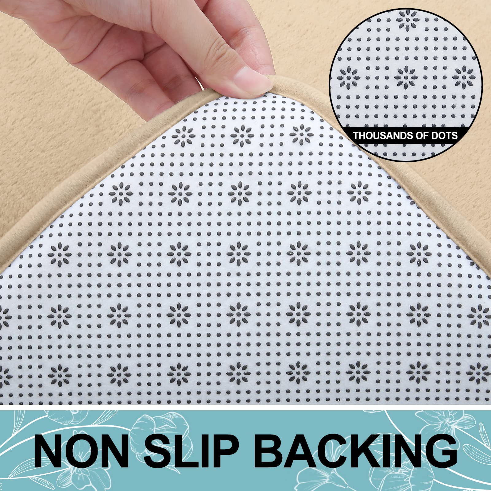 Buganda Memory Foam Bathroom Rugs, Absorbent Non-Slip Bath Mat for Bathroom, Soft Washable Bath Rug, 16"×24", Beige