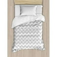 thumbnail image 3 of Geometric Duvet Cover Set, Simple Zig Zag Chevron Many Angle Pattern Minimalist Abstract Design Print, Decorative 3 Piece Bedding Set with 2 Pillow Shams, Queen Size, Pale Grey White, by Ambesonne, 3 of 3