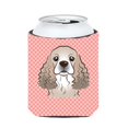thumbnail image 1 of Checkerboard Pink Cocker Spaniel Can Or Bottle Hugger, 12 Oz., 1 of 1