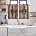 thumbnail image 2 of Wooden Plank Kitchen Curtains Short 54 Inch Length, Rustic Farmhouse Brown Black Barn Door Grommet Top Bedroom Living Room Curtains, Light Filtering Cafe Curtain Drapes 2 Panels Set 84''x54'', 2 of 9