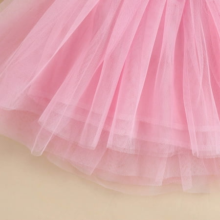 

kpoplk Dresses For Girls Dresses Easter Tulle Princess Patchwork Kids Bunny Bow Rabbit Baby Girls Dresses For Baby Girls(Pink)