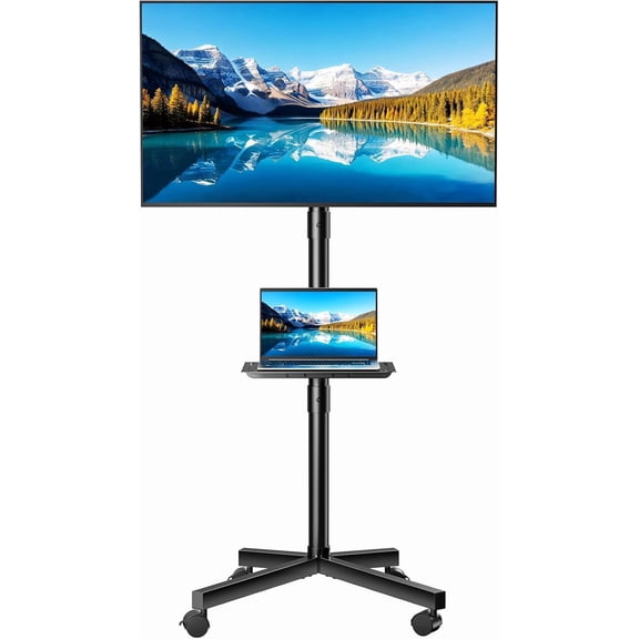Rolling TV Stand with Wheels, Portable TV Cart for 23-60 Inch Screen