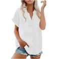 thumbnail image 2 of QIPOPIQ Womens Short Sleeve Shirts V Neck Collared Button Down Shirt Tops with Pockets Clearance, 2 of 10