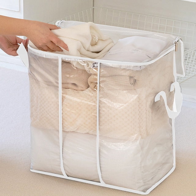Clothing Storage Bags, Zippered Organizers with Handles, Foldable Travel Moving Storage, Compact Design for Home Organization