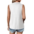 thumbnail image 7 of TEMOFON Womens Tank Tops Zipper V Neck Ribbed Sleeveless Summer Camisoles White Dressy Casual Loose Polo Shirts XL, 7 of 7