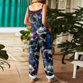 thumbnail image 3 of EANJE Halloween Jumpsuits Womens Wide Leg Trendy Gothic Skull Floral Print Overalls Sleeveless Women Romper Straps Jumpsuits Oversized Bib Overalls Winter Clothing Navy L, 3 of 6
