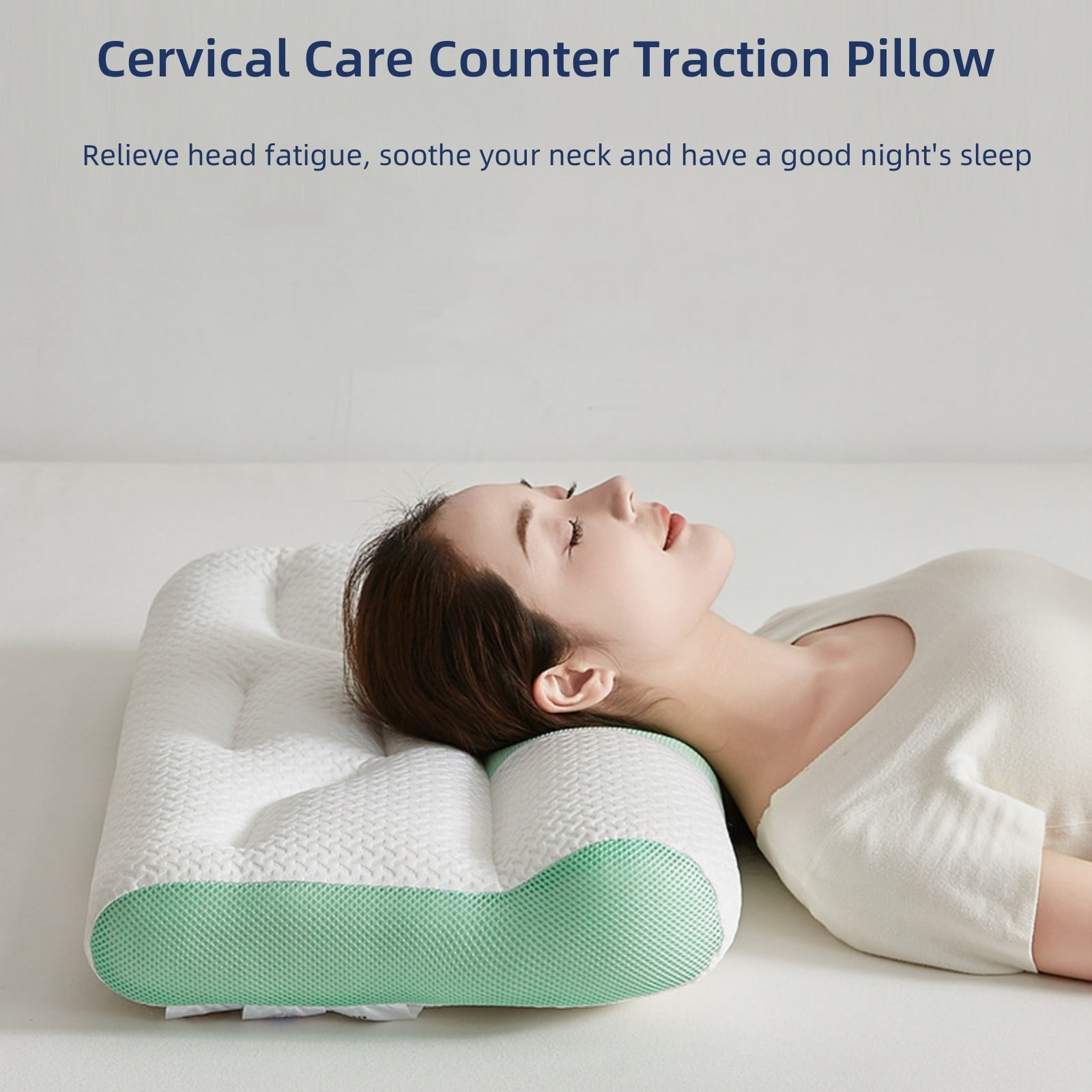 Nkmbld Breathable Cervical Foam Pillow Ergonomic Soft Pillow Sleep Enhancing Cervical Support Pillow, Standard/Queen