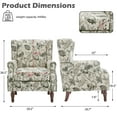 thumbnail image 4 of DREAMSIDEA Wingback Accent Chair Sets of 2 with Nailhead Trim & Retro Wood Legs, Beige Plants Floral Pattern Arm Chair for Living Room, 4 of 6