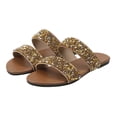 thumbnail image 4 of Sparkly Sequin Slip on Dress Sandals for Women 2025 Summer Gold Ladies Bling Wedding Flats Dressy Slides, 4 of 6