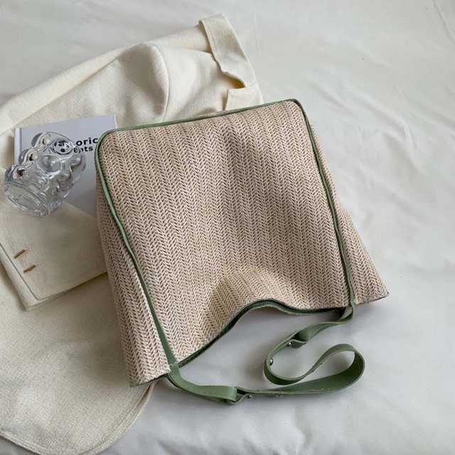 Bolsa de hombro de paja para mujer de mano de gran capacidad para la playa para mujer de mano para compras JShteea Para Estrenar