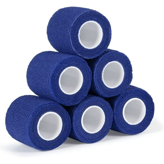Supplymartonline Adhesive Bandages 6 Pack, Athletic Tape 2 inches x 5 Yards Roll, Blue