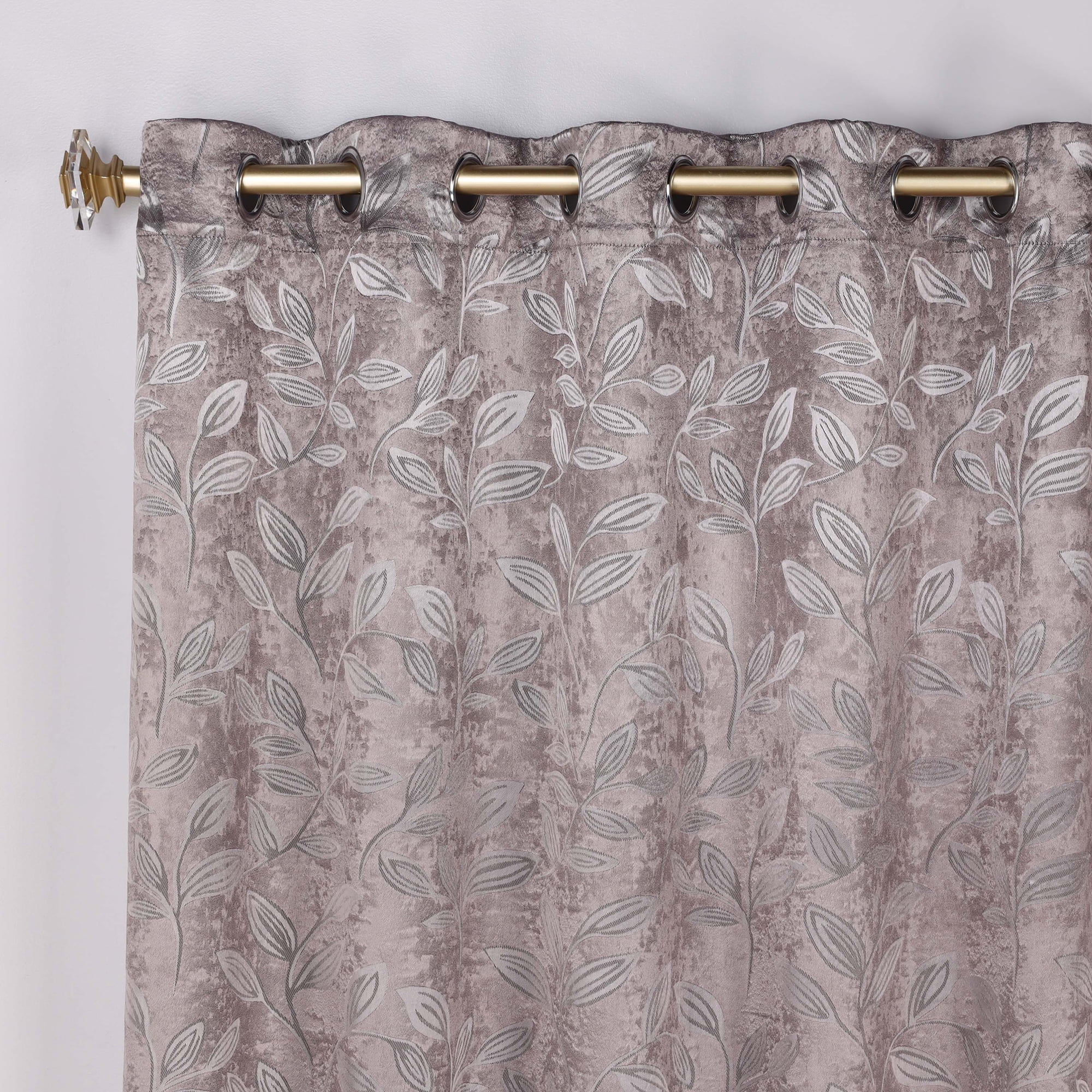 Superior Blackout Leaves Curtains Set of 2, Light Filtering Grommet Curtain Panel Set, Cappuccino-Brown, 46"W x 63"L