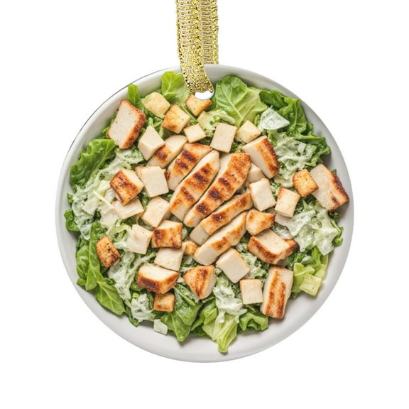 Grilled Chicken Caesar Salad with Croutons Comfort Food Double Sided Ceramic Foodie Novelty Holiday Christmas Xmas Tree Ornament Gift Accessory (Flat Printed Design, NOT 3D)