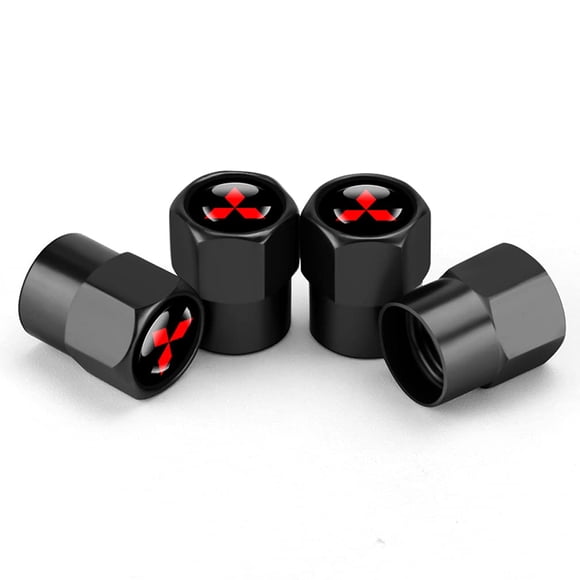 Hisport Hex 016 Negro 4 Piezas Tapas universales para vástago de válvula de neumático de Coche Cubierta de Aire para Accesorios Mitsubishi