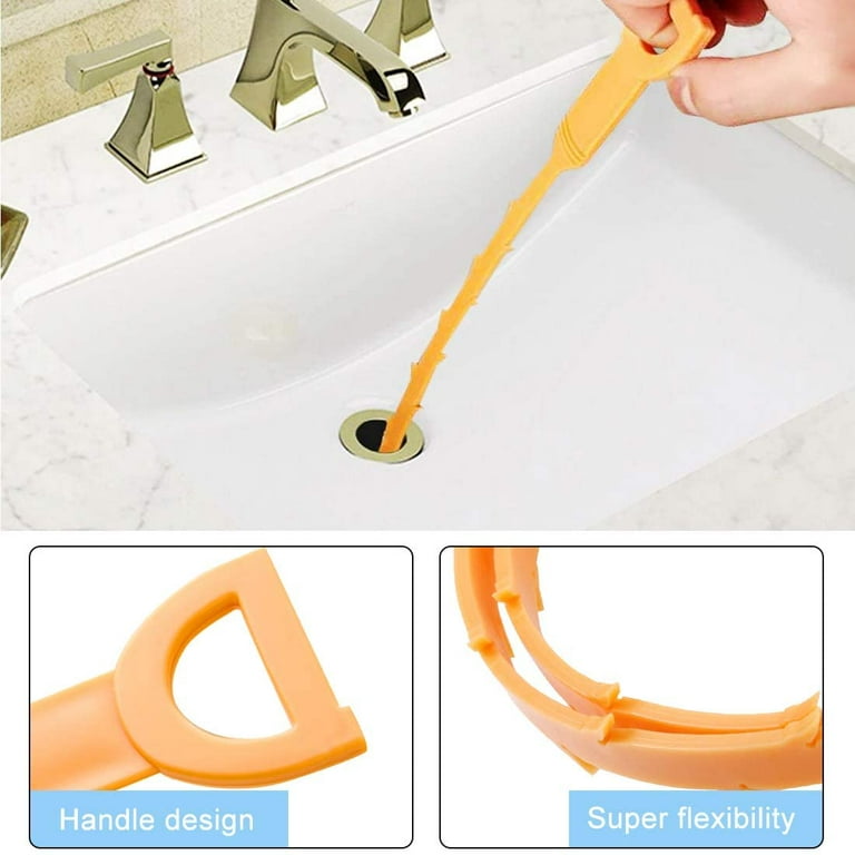 Omistout 21 inch Snake Drain Clog Remover (4 Pack), Sink Snake Drain Hair Removal Tool for Tubs, Sinks, Toilets and Vanities