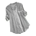 thumbnail image 2 of Turilly Women's Plus Size 3/4 Sleeve Striped Printed V-Neck Loose T-Shirt Top Blouse, 2 of 6