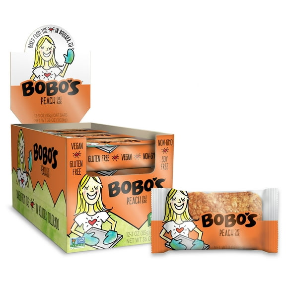Bobo's Oat Bars, Gluten Free, Peach, 3 Oz, 12 Count