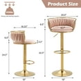 thumbnail image 4 of DREAMSIDEA Swivel Bar Stools Set of 4 Modern Velvet Upholstered High Back Adjustable Bar Chairs with Golden Footrest for Kitchen Counter Square Island,Pink, 4 of 5