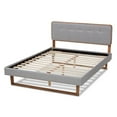 thumbnail image 4 of Baxton Studio Sofia Mid-Century Modern Light Grey Fabric Upholstered and Ash Walnut Finished Wood King Size Platform Bed, 4 of 10