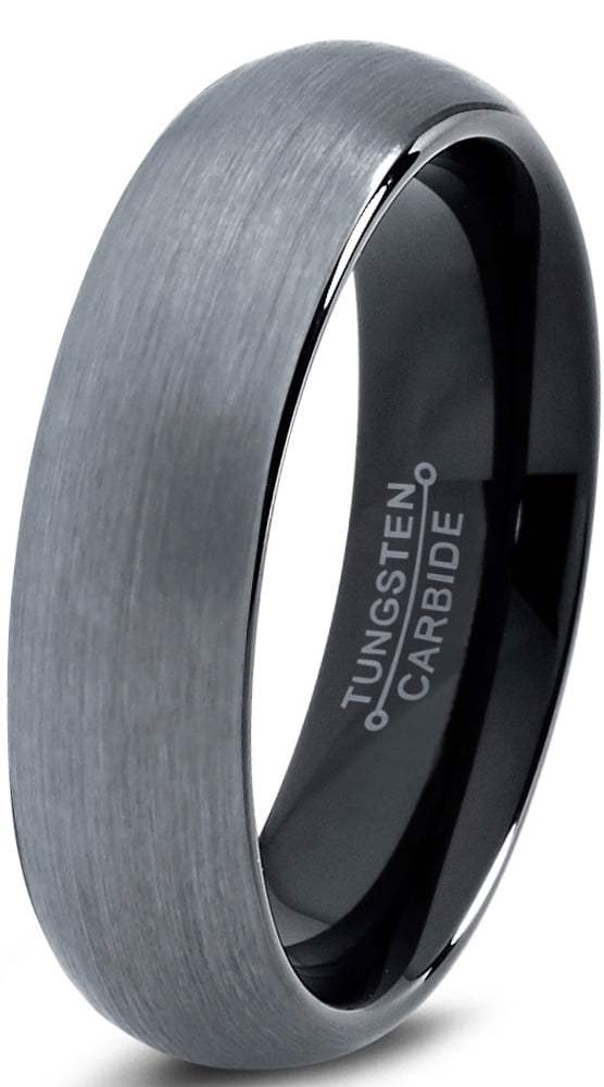 Tungsten Wedding Band Ring 6mm For Men Women Comfort Fit Black Domed Tungsten Wedding Band Ring 6mm For Men Women Comfort Fit Black Domed Brushed Lifetime Guarantee