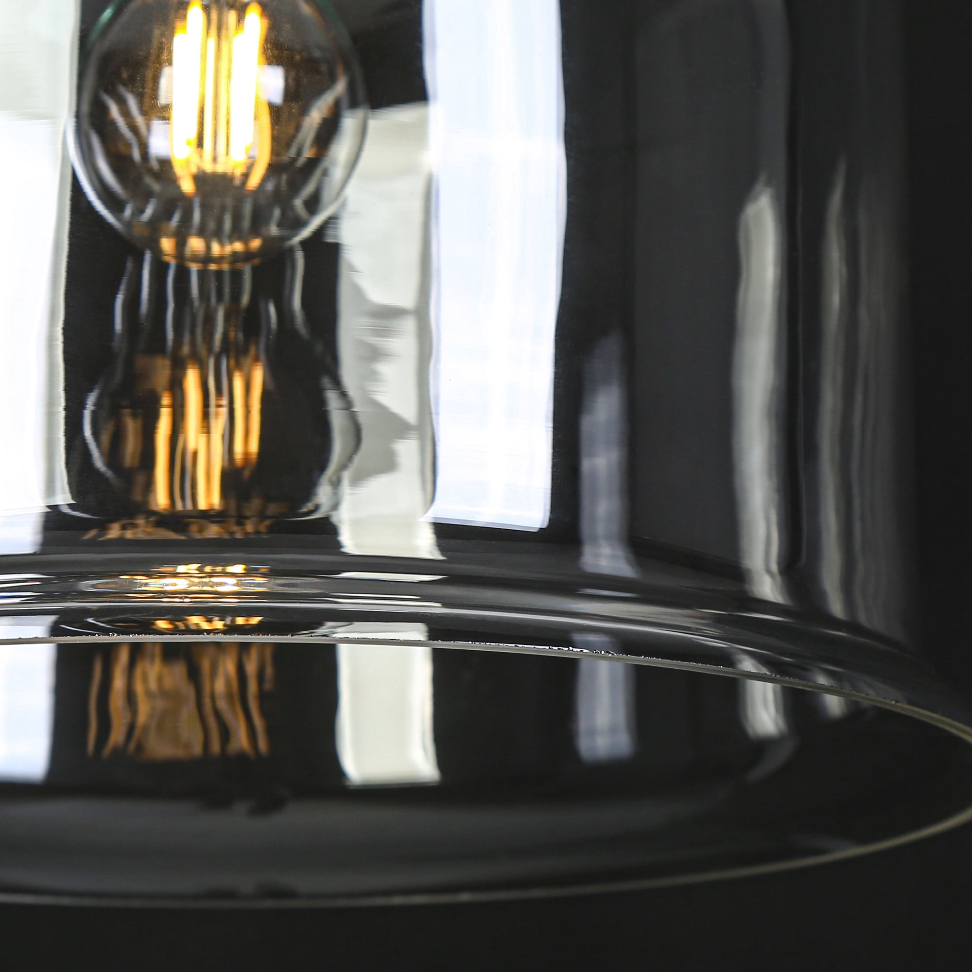 LNC Matte Black Modern/Contemporary Clear Glass Dome LED Medium Hanging Pendant Light