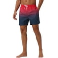 thumbnail image 5 of INSPIRE CHIC Men's Contrast Color Gradient Elastic Waist Summer Drawstring Beach Shorts 30 Red Black, 5 of 6