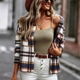 thumbnail image 4 of Camisa de manga larga a cuadros para mujer, abrigo informal con cuello y botones, blusa para uso diario, azul purpúreo XL, 4 of 8
